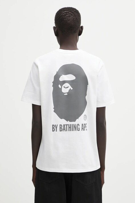 Βαμβακερό μπλουζάκι A Bathing Ape Ape Head One Point χρώμα: άσπρο, 001TEL302070L