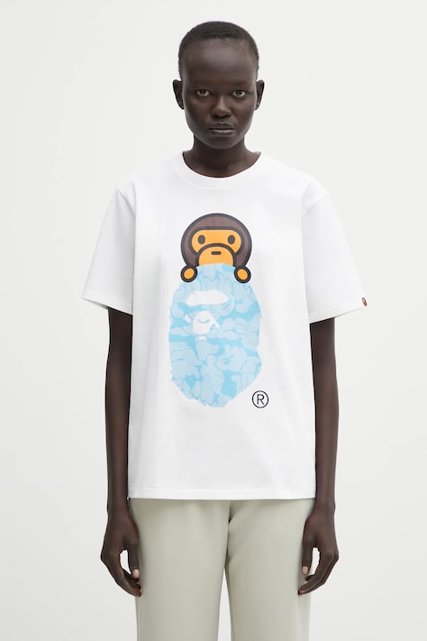 A Bathing Ape t-shirt bawełniany Solid Camo Milo On Ape Head damski kolor biały 002TEL302021L