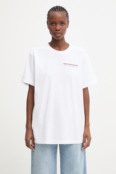 Sporty & Rich Run Club tricou din bumbac pentru femei alb TO04364172WH01
