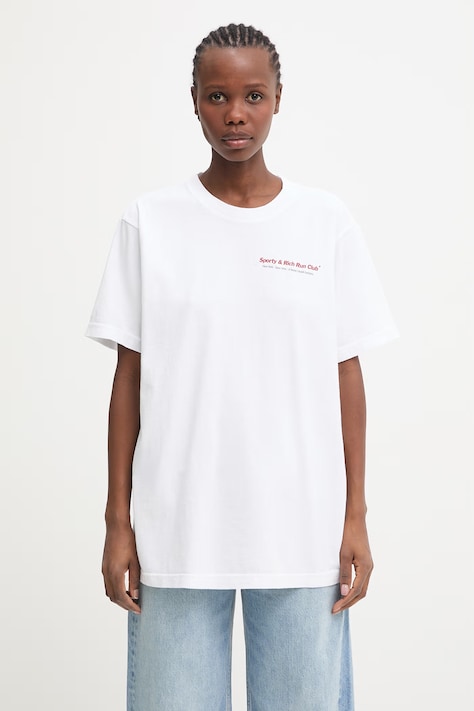 Sporty & Rich Run Club tricou din bumbac pentru femei alb TO04364172WH01