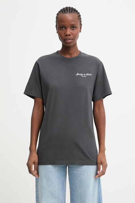 Sporty & Rich Stallion t-shirt bawełniany damski czarny TO04365262BA02