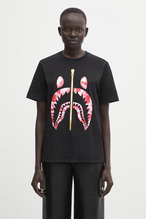 A Bathing Ape t-shirt bawełniany ABC Camo Shark damski kolor czarny 1L30210008