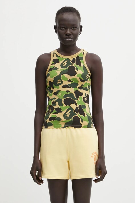 A Bathing Ape top bawełniany ABC Camo Tank Top kolor zielony 1L30208001