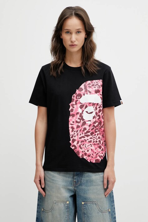 A Bathing Ape t-shirt bawełniany Wild Leopard damski kolor czarny 001TEL802065L