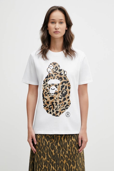 A Bathing Ape t-shirt bawełniany Wild Leopard damski kolor biały 002TEL802022L