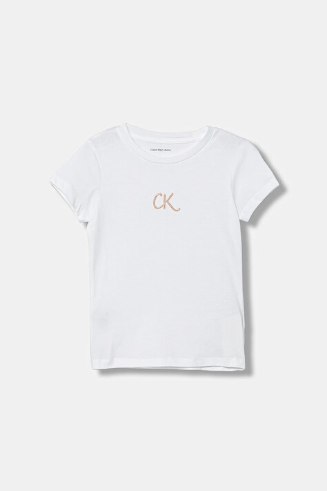 Детская хлопковая футболка Calvin Klein Jeans цвет белый IG0IG02972