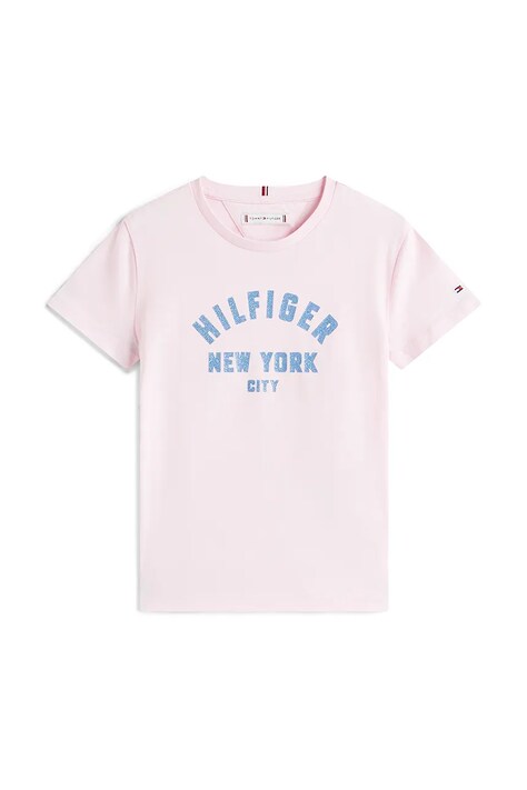 Детская хлопковая футболка Tommy Hilfiger цвет розовый KG0KG08813