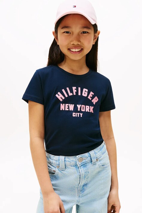 Tommy Hilfiger t-shirt bawełniany dziecięcy kolor granatowy KG0KG08813