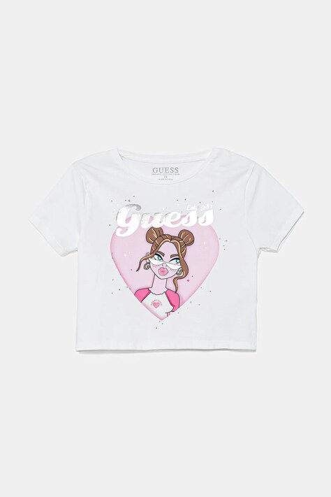 Guess t-shirt bawełniany dziecięcy kolor biały J5YI08 K6YW4