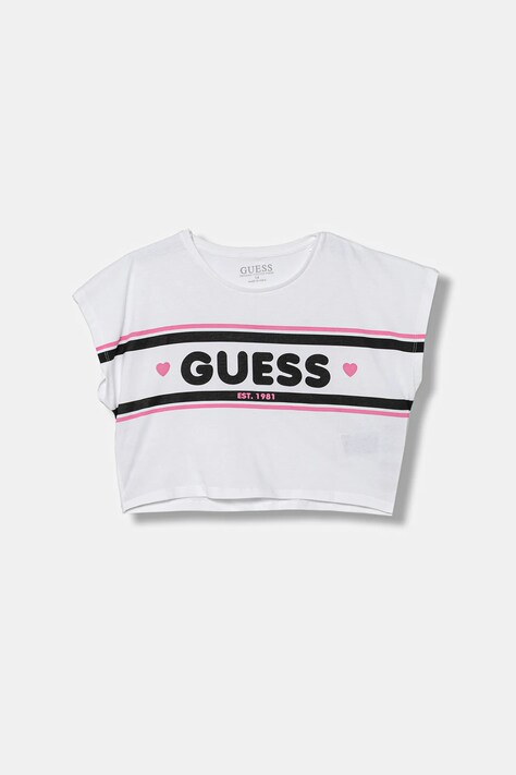 Guess t-shirt bawełniany dziecięcy kolor biały J5YI11 K8HM4