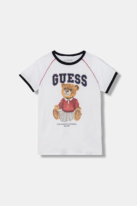 Guess t-shirt bawełniany dziecięcy kolor biały J5YI21 K8HM4
