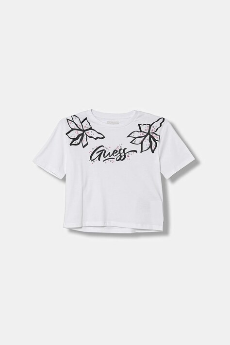 Guess t-shirt bawełniany dziecięcy kolor biały J5YI33 K8HM4