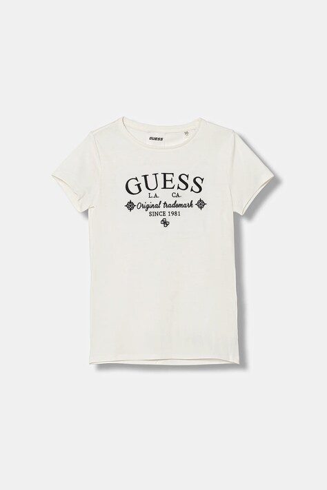 Guess t-shirt bawełniany dziecięcy kolor beżowy J5YI40 I3Z14