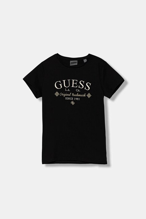 Guess t-shirt bawełniany dziecięcy kolor czarny J5YI40 I3Z14