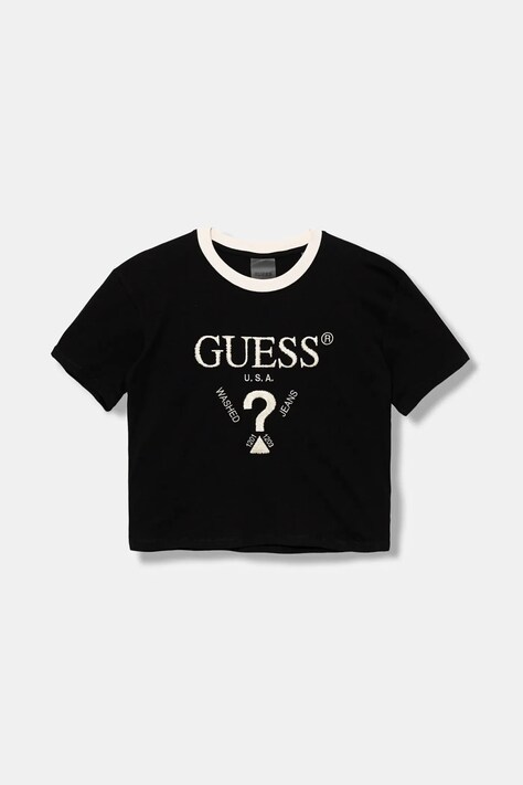 Guess t-shirt bawełniany dziecięcy kolor czarny J5YI44 I3Z14