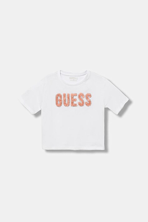 Guess t-shirt bawełniany dziecięcy kolor biały J5YI47 K8HM4