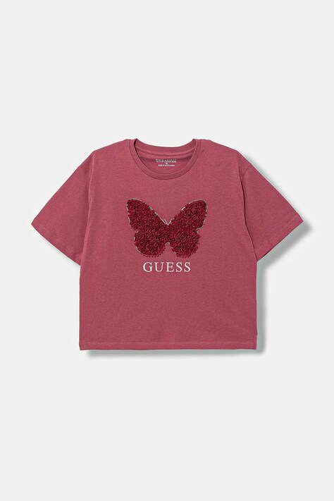 Guess tricou de bumbac pentru copii culoarea roz, J5YI47 K8HM4