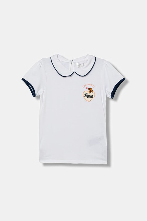 Guess t-shirt dziecięcy kolor biały z kołnierzykiem K5YI20 K6YW4