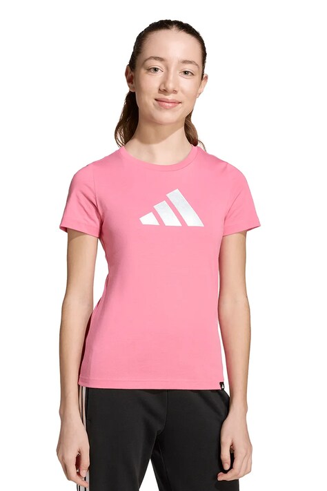 Детска памучна тениска adidas в розово JV5261