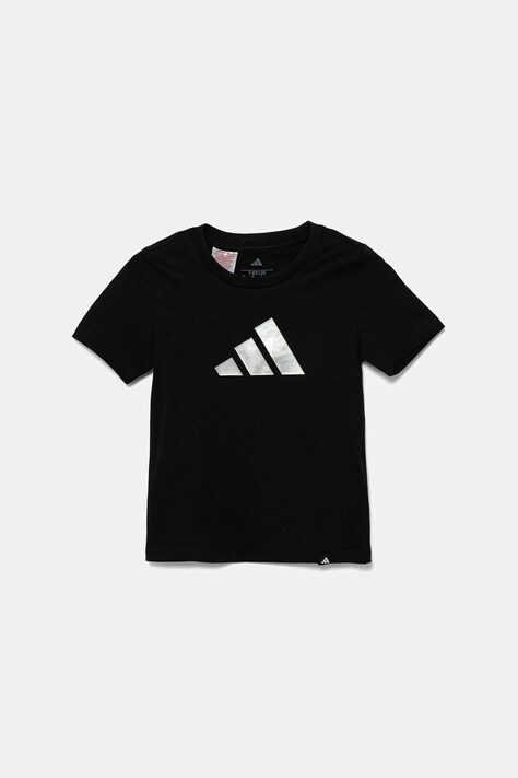 Otroška bombažna kratka majica adidas črna barva, JV5262