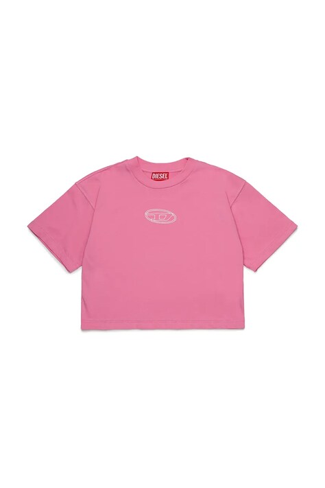 Otroška bombažna kratka majica Diesel TIXAN T-SHIRT roza barva, J02428