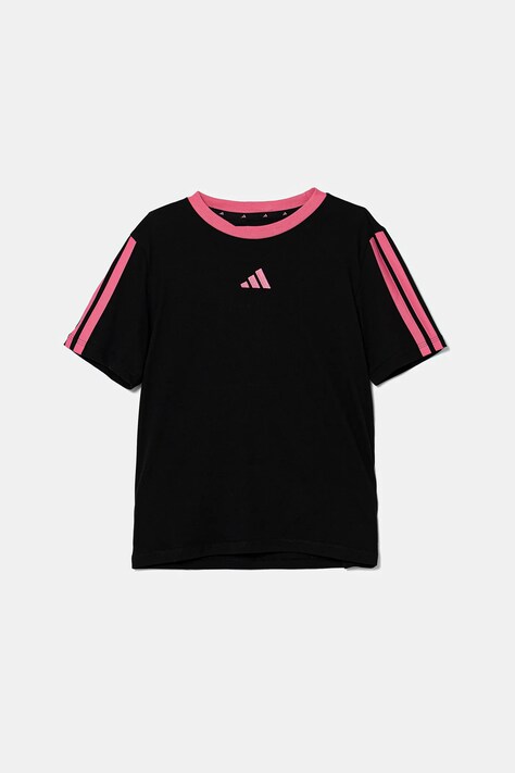 Otroška bombažna kratka majica adidas črna barva, JW8633