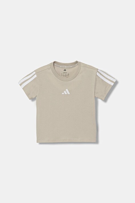 Otroška bombažna kratka majica adidas bež barva, KB7299