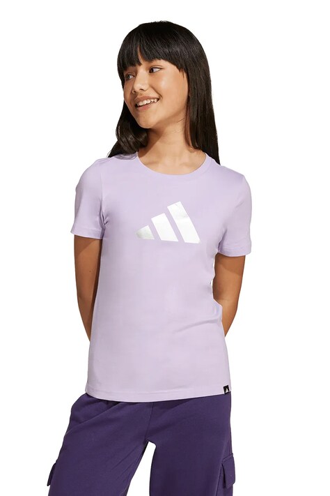 Dětské bavlněné tričko adidas fialová barva, JV5263