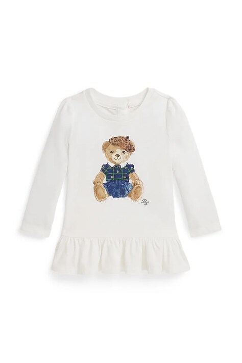 Polo Ralph Lauren sukienka bawełniana dziecięca kolor biały mini rozkloszowana 310982873001