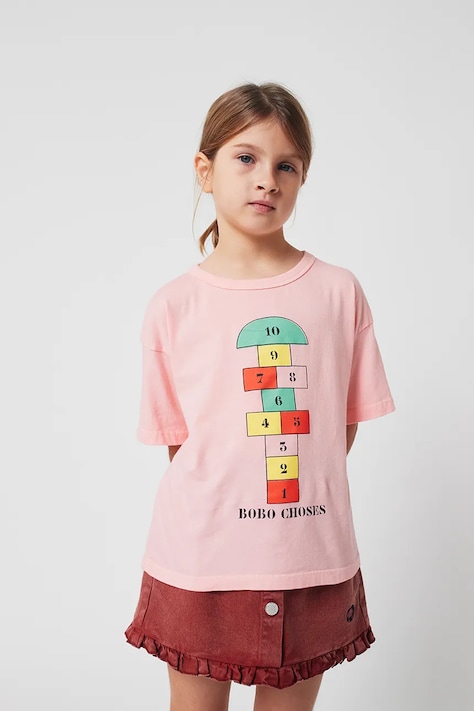 Bobo Choses t-shirt bawełniany dziecięcy Hopscotch kolor różowy 225AC143