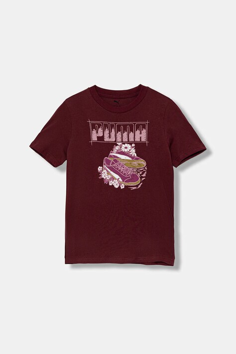 Παιδικό βαμβακερό μπλουζάκι Puma GRAPHIC Sneaker Tee G χρώμα: μοβ, 688496