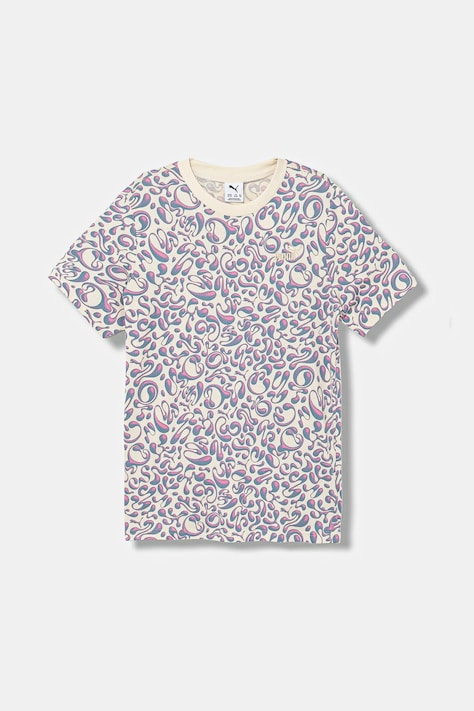 Детска памучна тениска Puma TWEENERVERSE AOP Tee G в лилаво 688500