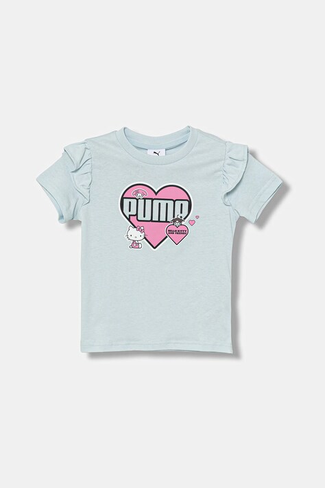 Παιδικό βαμβακερό μπλουζάκι Puma PUMA X HELLO KITTY & FRIENDS Ruffle Tee χρώμα: μπλε, 632386