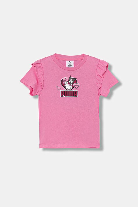 Dječja pamučna majica kratkih rukava Puma PUMA X HELLO KITTY & FRIENDS Ruffle Tee boja: ružičasta, 632386
