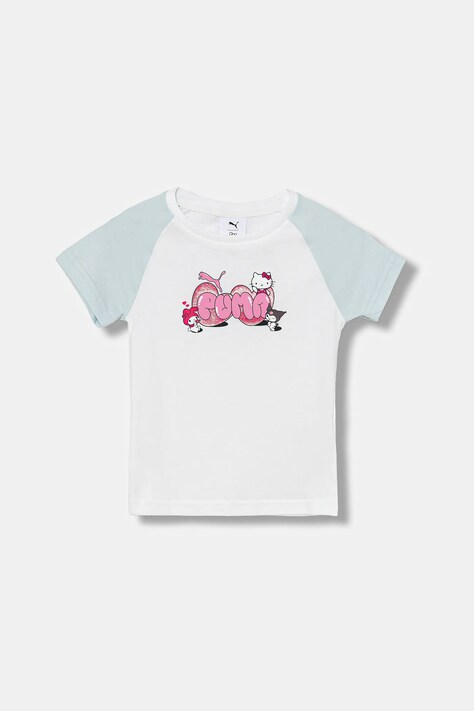 Παιδικό βαμβακερό μπλουζάκι Puma PUMA X HELLO KITTY & FRIENDS Slim Tee χρώμα: άσπρο, 632391