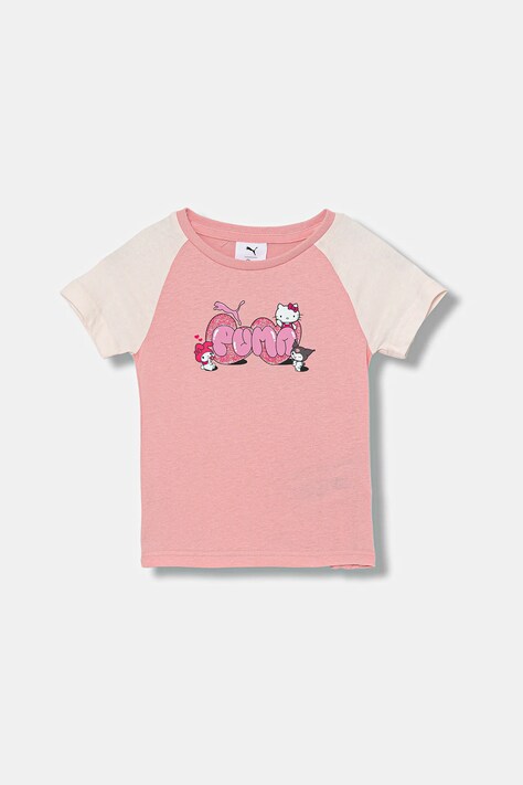 Παιδικό βαμβακερό μπλουζάκι Puma PUMA X HELLO KITTY & FRIENDS Slim Tee χρώμα: ροζ, 632391