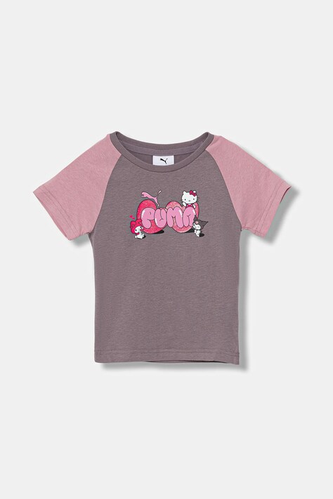 Παιδικό βαμβακερό μπλουζάκι Puma PUMA X HELLO KITTY & FRIENDS Slim Tee χρώμα: μοβ, 632391