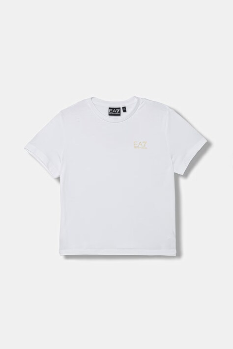 EA7 Emporio Armani T-shirt basic dziecięcy z bawełną biały 7G000137 AF10373