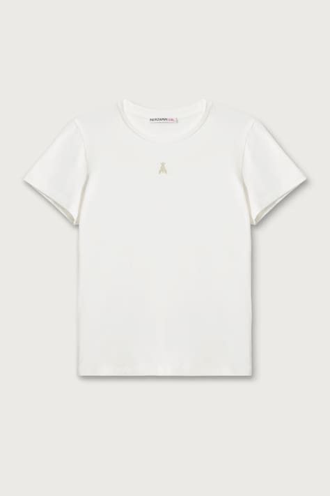 Patrizia Pepe Tricou basic pentru copii din bumbac cu elastan J331 alb 7M0951