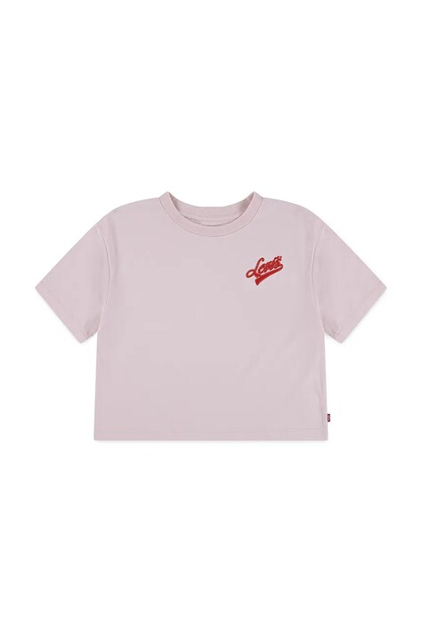 Levi's tricou de bumbac pentru copii BOXY MEET AND GREET culoarea roz, 4EN561