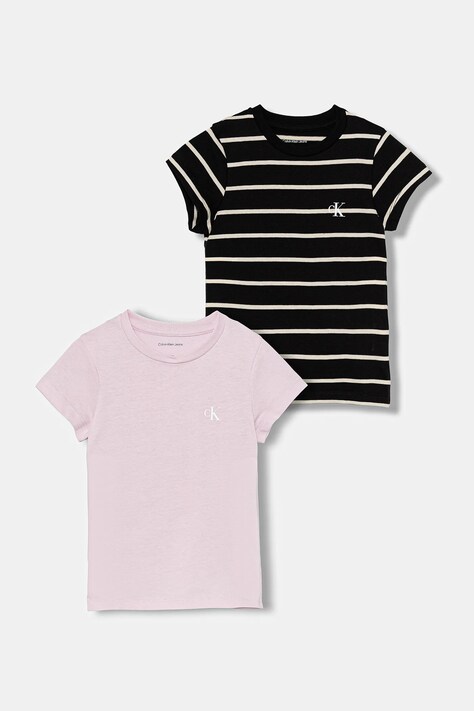 Παιδικό βαμβακερό μπλουζάκι Calvin Klein Jeans 2-pack χρώμα: μαύρο, IG0IG03037