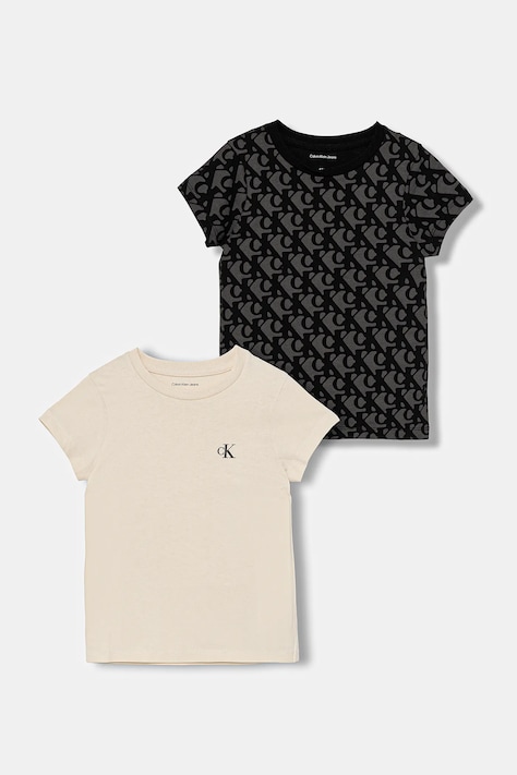 Дитяча бавовняна футболка Calvin Klein Jeans 2-pack колір чорний IG0IG03037