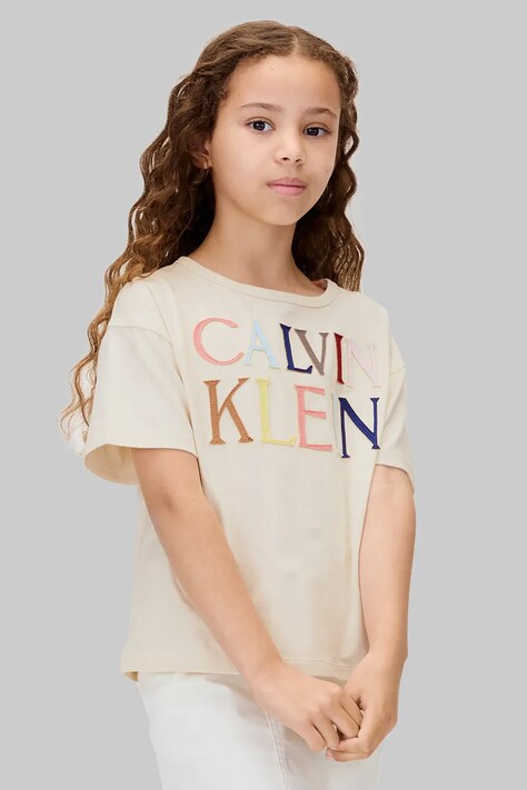 Дитяча футболка Calvin Klein Jeans колір бежевий IG0IG03033