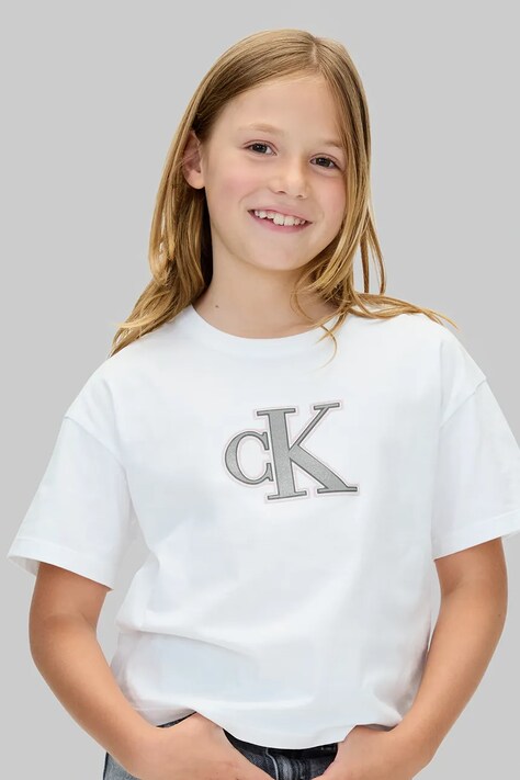 Дитяча бавовняна футболка Calvin Klein Jeans колір білий IG0IG03040