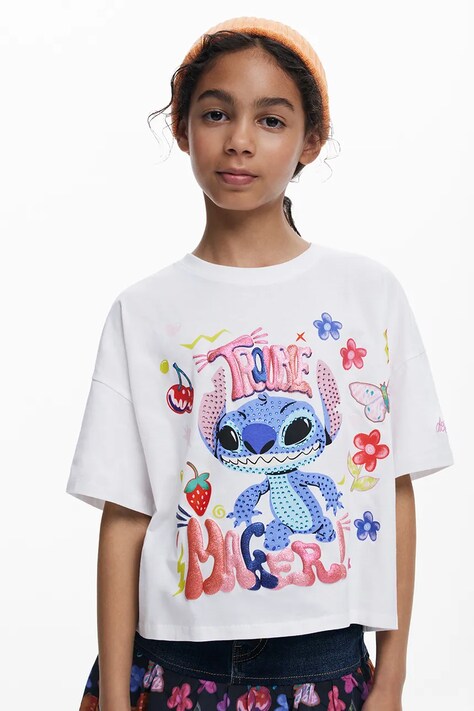 Desigual t-shirt bawełniany dziecięcy kolor biały 25WGTK15