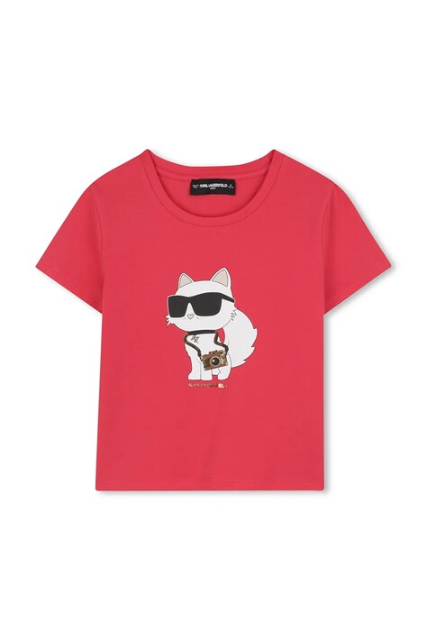Karl Lagerfeld t-shirt dziecięcy kolor różowy Z30942
