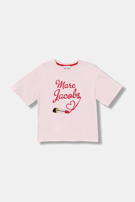Dječja pamučna majica kratkih rukava Marc Jacobs boja: ružičasta, W60579