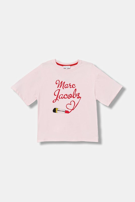 Dječja pamučna majica kratkih rukava Marc Jacobs boja: ružičasta, W60579