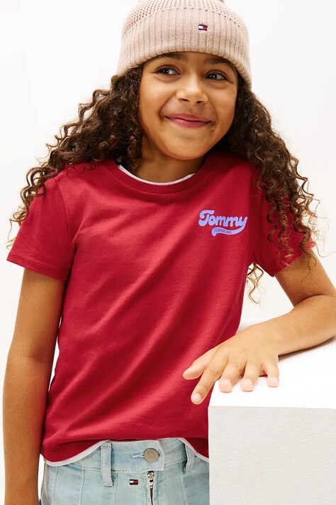 Tommy Hilfiger t-shirt dziecięcy kolor różowy KG0KG08805