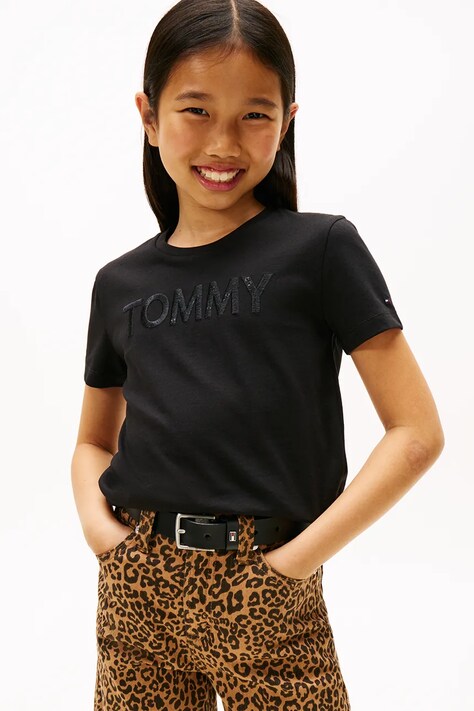 Tommy Hilfiger t-shirt bawełniany dziecięcy kolor czarny KG0KG08899